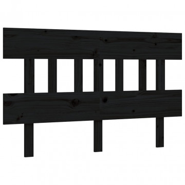 Cadru de pat cu tăblie, negru, 140x190 cm, lemn masiv - Img 7