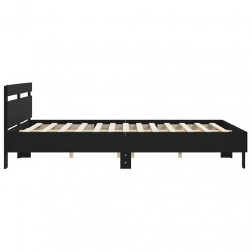 Cadru de pat cu tăblie, negru, 180x200 cm, lemn prelucrat - Img 5