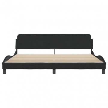 Cadru de pat cu tăblie, negru, 200x200 cm, catifea - Img 4