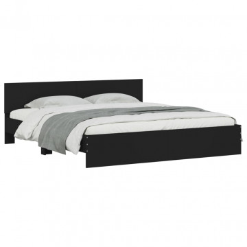 Cadru de pat cu tăblie, negru, 200x200 cm - Img 3