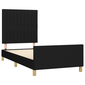 Cadru de pat cu tăblie, negru, 90x190 cm, textil - Img 4