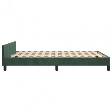 Cadru de pat cu tăblie, verde închis, 140x190 cm, catifea - Img 5