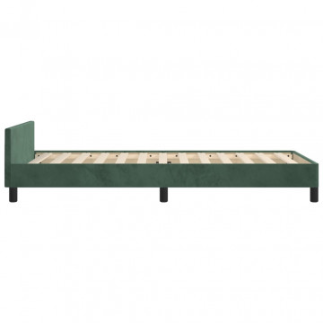 Cadru de pat cu tăblie, verde închis, 90x190 cm, catifea - Img 5