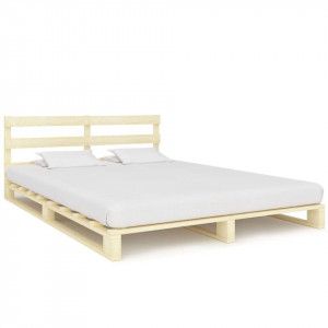 Cadru de pat din paleți, 200 x 200 cm, lemn masiv de pin - Img 1