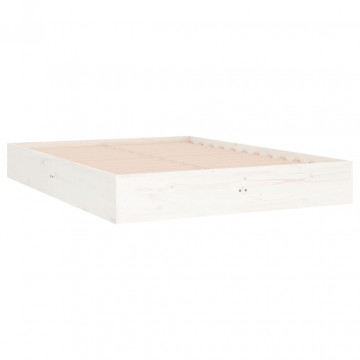 Cadru de pat dublu 4FT6, alb, 135x190 cm, lemn masiv - Img 4