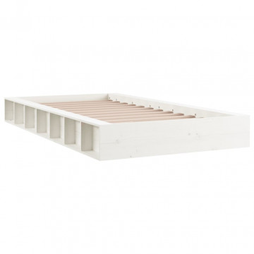 Cadru de pat dublu 4FT6, alb, 135x190 cm, lemn masiv - Img 3
