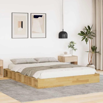 Cadru de pat fără saltea 140x200 cm din lemn masiv de stejar - Img 1