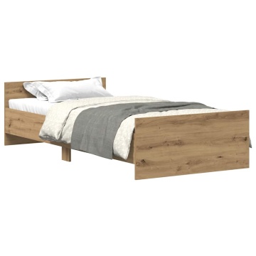 Cadru de pat fără saltea Stejar Artisan 75x190cm Lemn prelucrat - Img 2