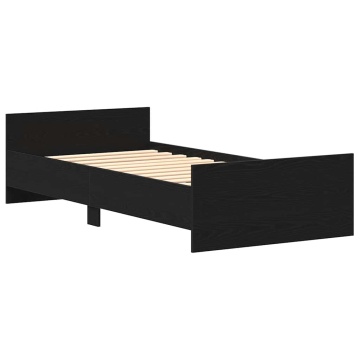 Cadru de pat fără saltea Stejar negru 75x190 cm Lemn prelucrat - Img 4