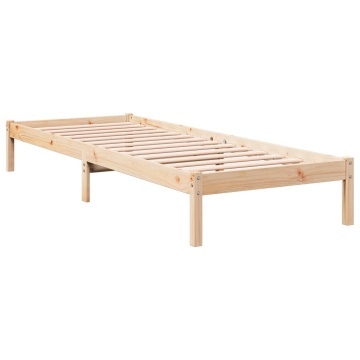 Cadru de pat foarte lung fără saltea, 90x220 cm, lemn masiv pin - Img 3