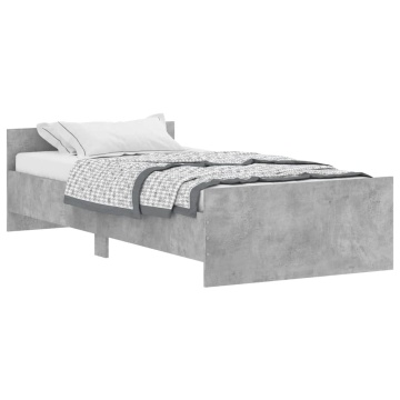 Cadru de pat, gri beton, 100x200 cm, lemn prelucrat - Img 2