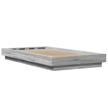 Cadru de pat, gri sonoma, 75x190 cm, lemn prelucrat - Img 5