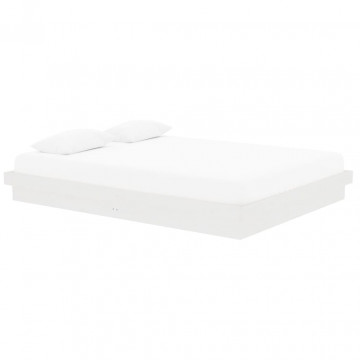 Cadru de pat King Size 5FT, alb, 150x200 cm, lemn masiv - Img 3