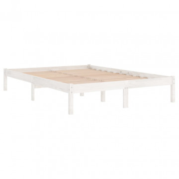 Cadru de pat King Size, alb, 150x200 cm, lemn masiv - Img 3