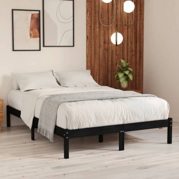 Cadru de pat King Size, negru, 150x200 cm, lemn masiv - Img 1