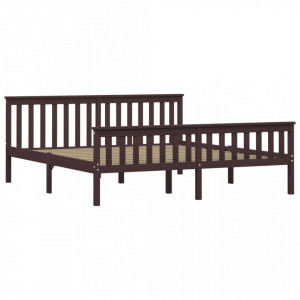 Cadru de pat, maro închis, 180 x 200 cm, lemn masiv de pin - Img 2