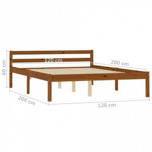Cadru de pat, maro miere, 120 x 200 cm, lemn masiv de pin - Img 7