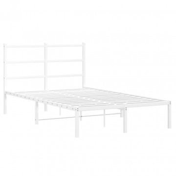 Cadru de pat metalic cu tăblie, alb, 120x190 cm - Img 2