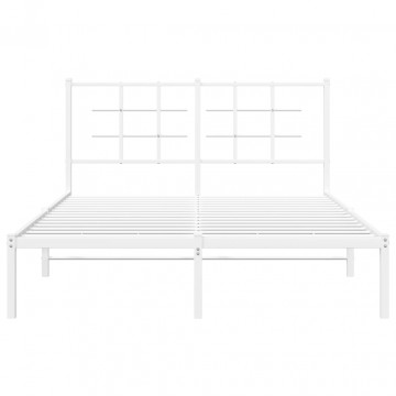 Cadru de pat metalic cu tăblie, alb, 135x190 cm - Img 8