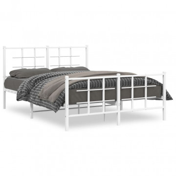 Cadru de pat metalic cu tăblie, alb, 140x200 cm - Img 1