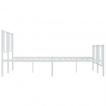 Cadru de pat metalic cu tăblie, alb, 200x200 cm - Img 6