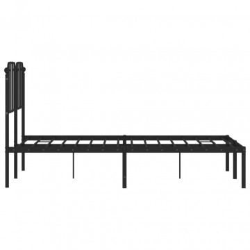 Cadru de pat metalic cu tăblie, negru, 120x190 cm - Img 5