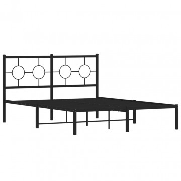 Cadru de pat metalic cu tăblie, negru, 140x200 cm - Img 2