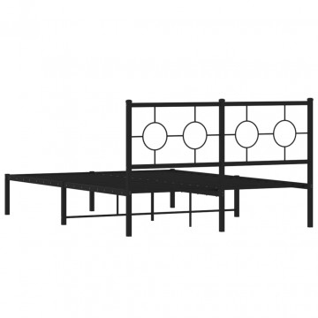 Cadru de pat metalic cu tăblie, negru, 140x200 cm - Img 6