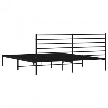 Cadru de pat metalic cu tăblie, negru, 193x203 cm - Img 7