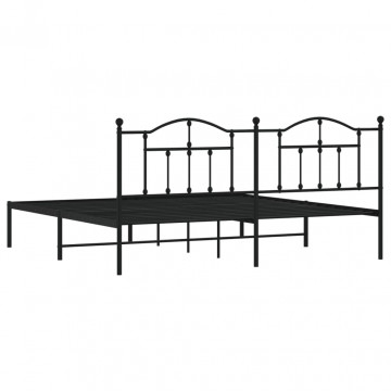 Cadru de pat metalic cu tăblie, negru, 200x200 cm - Img 6
