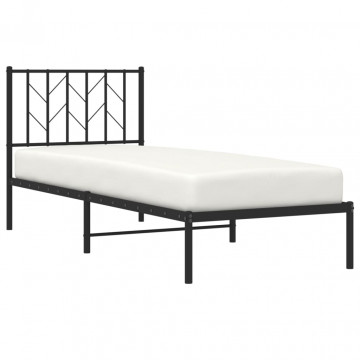 Cadru de pat metalic cu tăblie, negru, 80x200 cm - Img 3