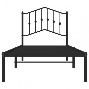 Cadru de pat metalic cu tăblie, negru, 90x190 cm - Img 8