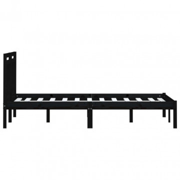Cadru de pat, negru, 160x200 cm, lemn masiv de pin - Img 8