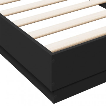 Cadru de pat, negru, 90x200 cm, lemn prelucrat - Img 6