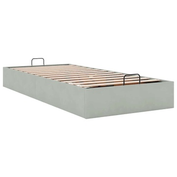 Cadru de pat otoman fără saltea Gri deschis 90x200 cm catifea - Img 4
