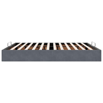 Cadru de pat otoman fără saltea Gri închis 160x200 cm catifea - Img 5