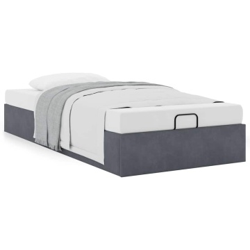 Cadru de pat otoman fără saltea Gri închis 90x200 cm catifea - Img 4