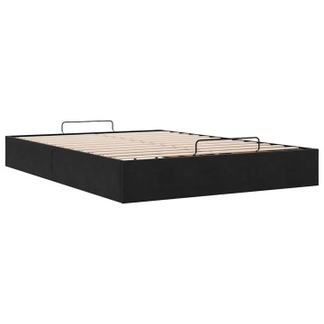 Cadru de pat otoman fără saltea Negru 140x190 cm catifea - Img 5