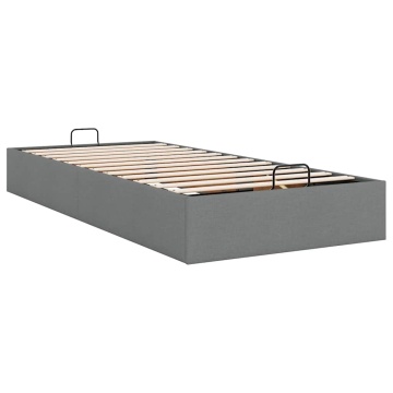 Cadru de pat otoman fără saltea țesătură gri închis 100x200 cm - Img 6