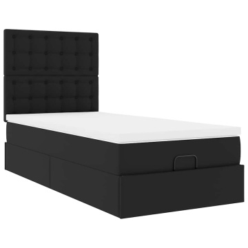 Cadru de pat otoman saltea neagră 100x200cm piele artificială - Img 6