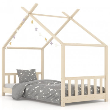 Cadru de pat pentru copii, 70 x 140 cm, lemn masiv de pin - Img 2