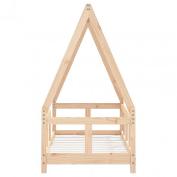 Cadru de pat pentru copii, 70x140 cm, lemn masiv de pin - Img 4