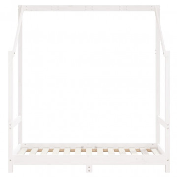 Cadru de pat pentru copii, alb, 70x140 cm, lemn masiv de pin - Img 4