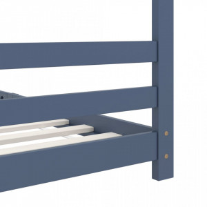 Cadru de pat pentru copii, gri, 90 x 200 cm, lemn masiv de pin - Img 5