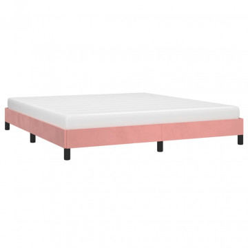 Cadru de pat, roz, 180x200 cm, catifea - Img 3