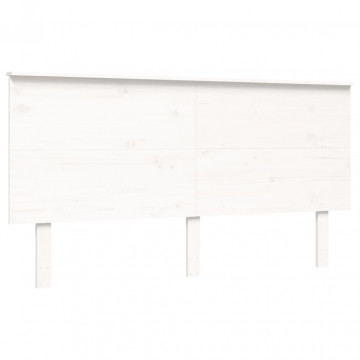 Cadru de pat senior cu tăblie, alb, king size, lemn masiv - Img 7