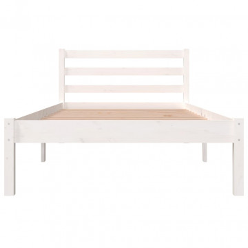 Cadru de pat Single 3FT, alb, 90x190 cm, lemn masiv de pin - Img 4