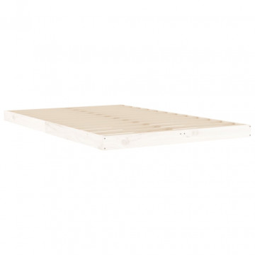 Cadru de pat Small Double 4FT, alb, 120x190 cm, lemn masiv pin - Img 4