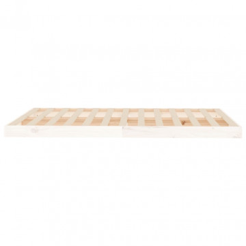 Cadru de pat Small Double 4FT, alb, 120x190 cm, lemn masiv pin - Img 5