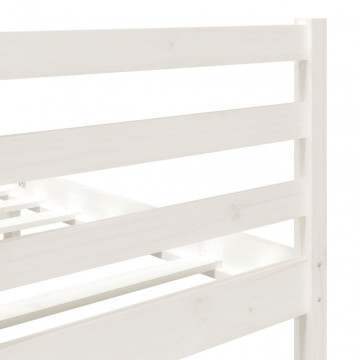 Cadru de pat Small Double 4FT, alb, 120x190 cm, lemn masiv - Img 5